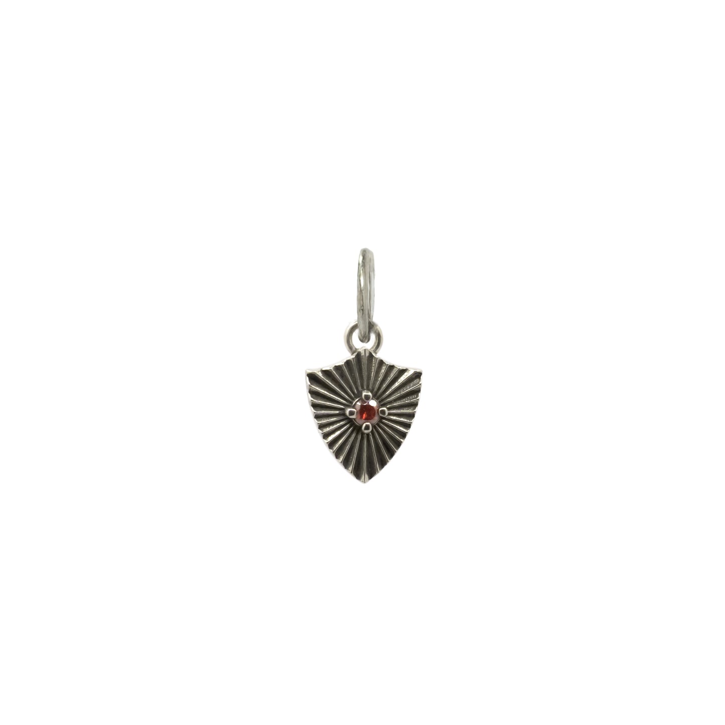 Shield Necklace with Garnet (Small) - Sterling Silver
