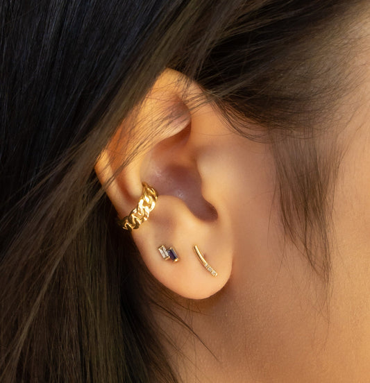 Balance Curved Bar Earring - 14K Yellow Gold - Futaba Hayashi