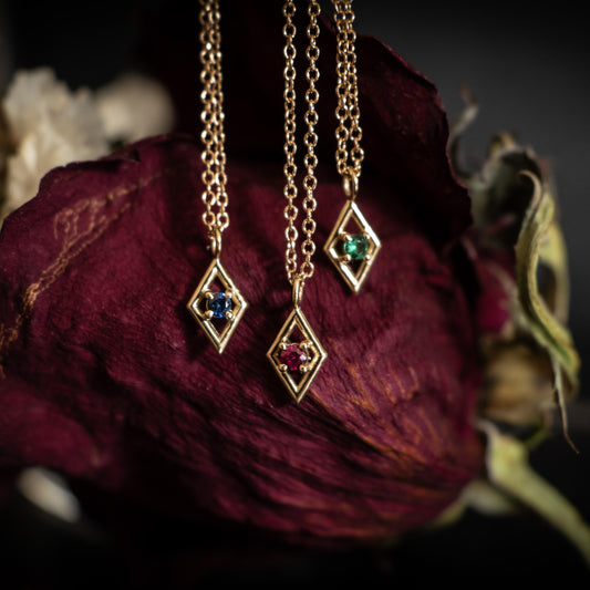 Rhombus Frame Necklace - 14k Yellow Gold - Futaba Hayashi