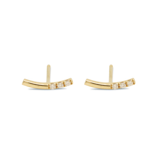 Balance Curved Bar Earring - 14K Yellow Gold - Futaba Hayashi