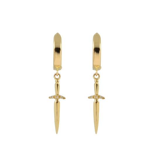 Diamond Dagger Earring - 14k Yellow Gold - Futaba Hayashi