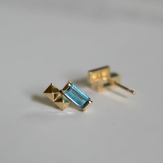 Debbie Counterbalance Baguette Topaz Earring - 14k Yellow Gold