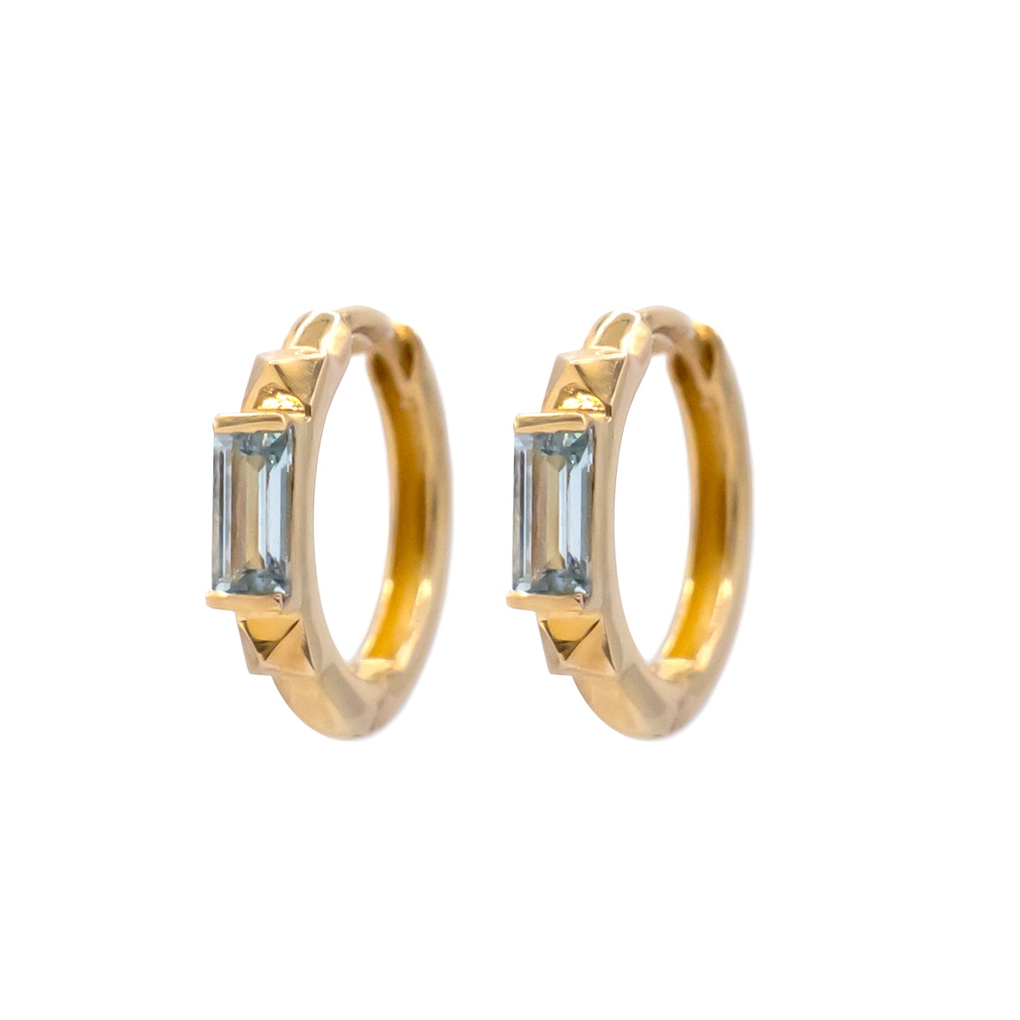 Debbie Baguette Topaz Huggie Hoop Earring - 14K Yellow Gold