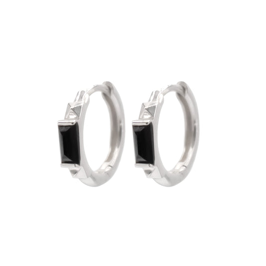 Debbie Baguette Huggie Hoop Earring - Sterling Silver