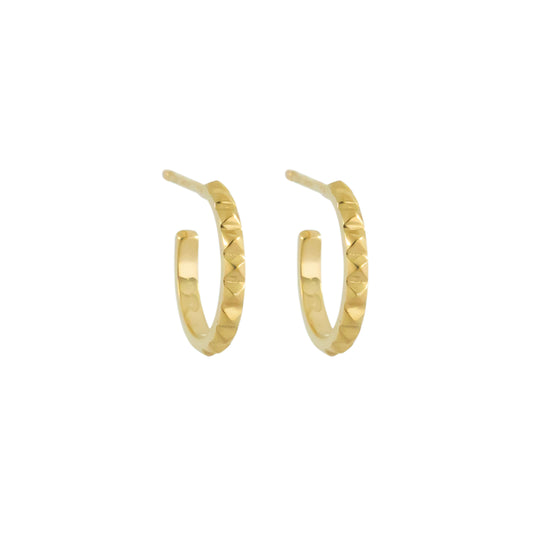 Debbie Hoop Earring - Pyramid Spike Hoop Earring 14k Yellow Gold - Futaba Hayashi