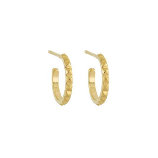 Debbie Hoop Earring - Pyramid Spike Hoop Earring 14k Yellow Gold - Futaba Hayashi
