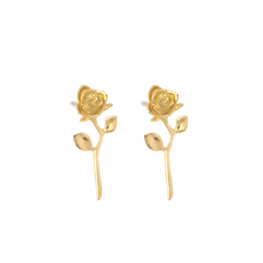 Devotion Rose Earring - 14k Yellow Gold (Single)