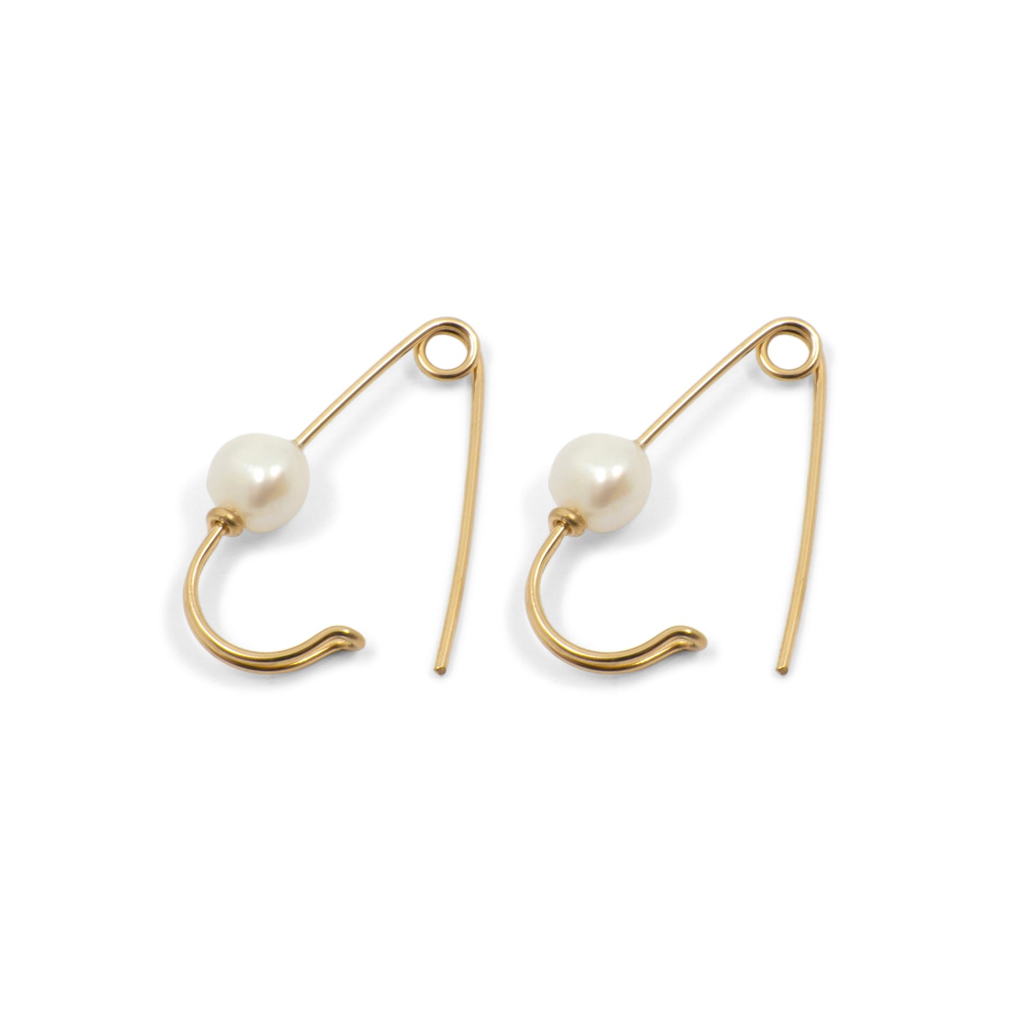 Pearl Wire Safety Pin Earring (Coiled) - Sterling Silver & Gold Filled - Futaba Hayashi