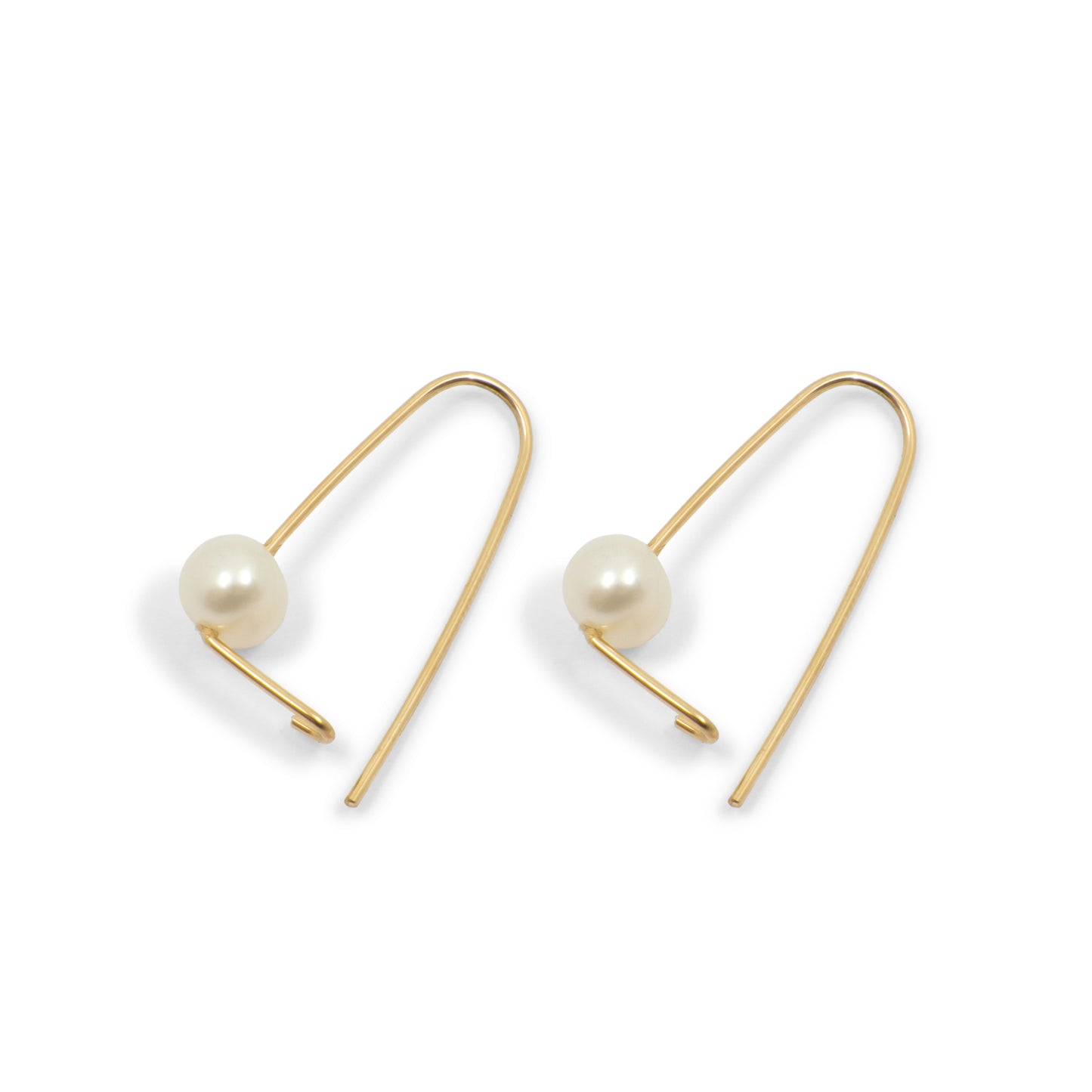 Pearl Wire Safety Pin Earring (Minimal) - 14k Yellow Gold