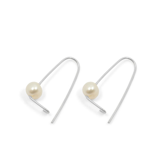 Pearl Wire Safety Pin Earring (Minimal) - Sterling Silver & Gold Filled - Futaba Hayashi