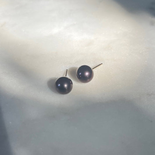 Black Pearl Earring - 14K Yellow Gold - Futaba Hayashi