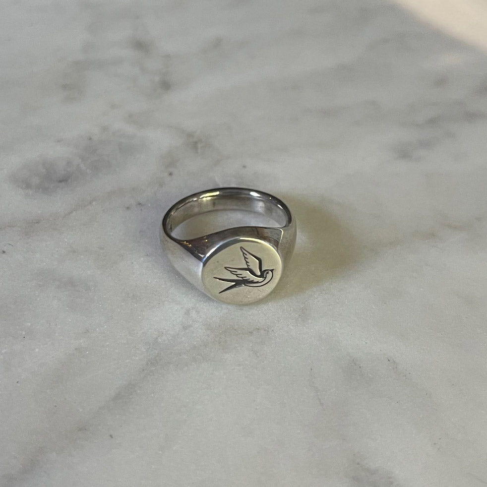 Swallow Signet Ring Prototype in Sterling Silver - Futaba Hayashi