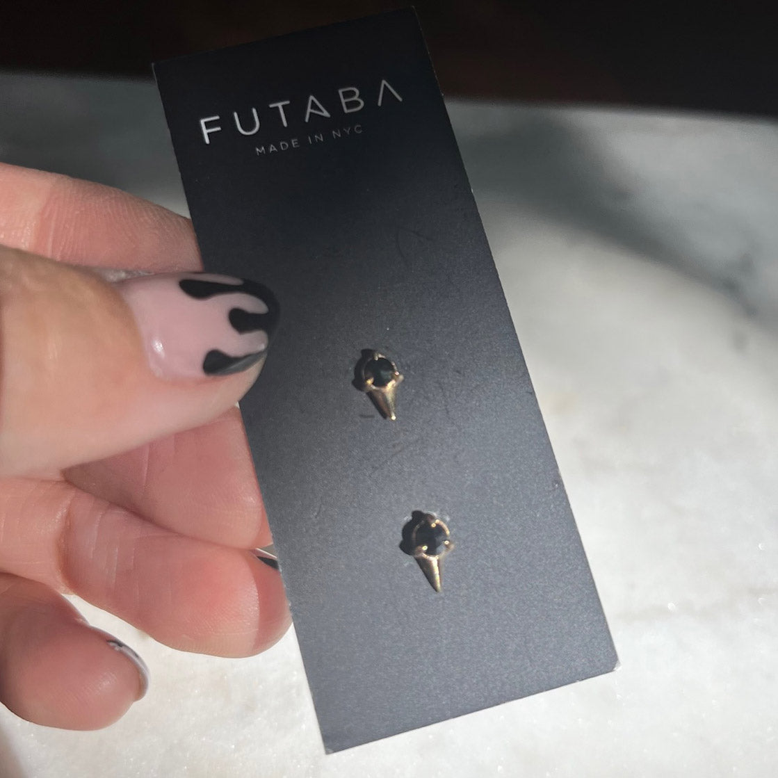 Black Diamond and Spike Earring - 14K Yellow Gold - Futaba Hayashi