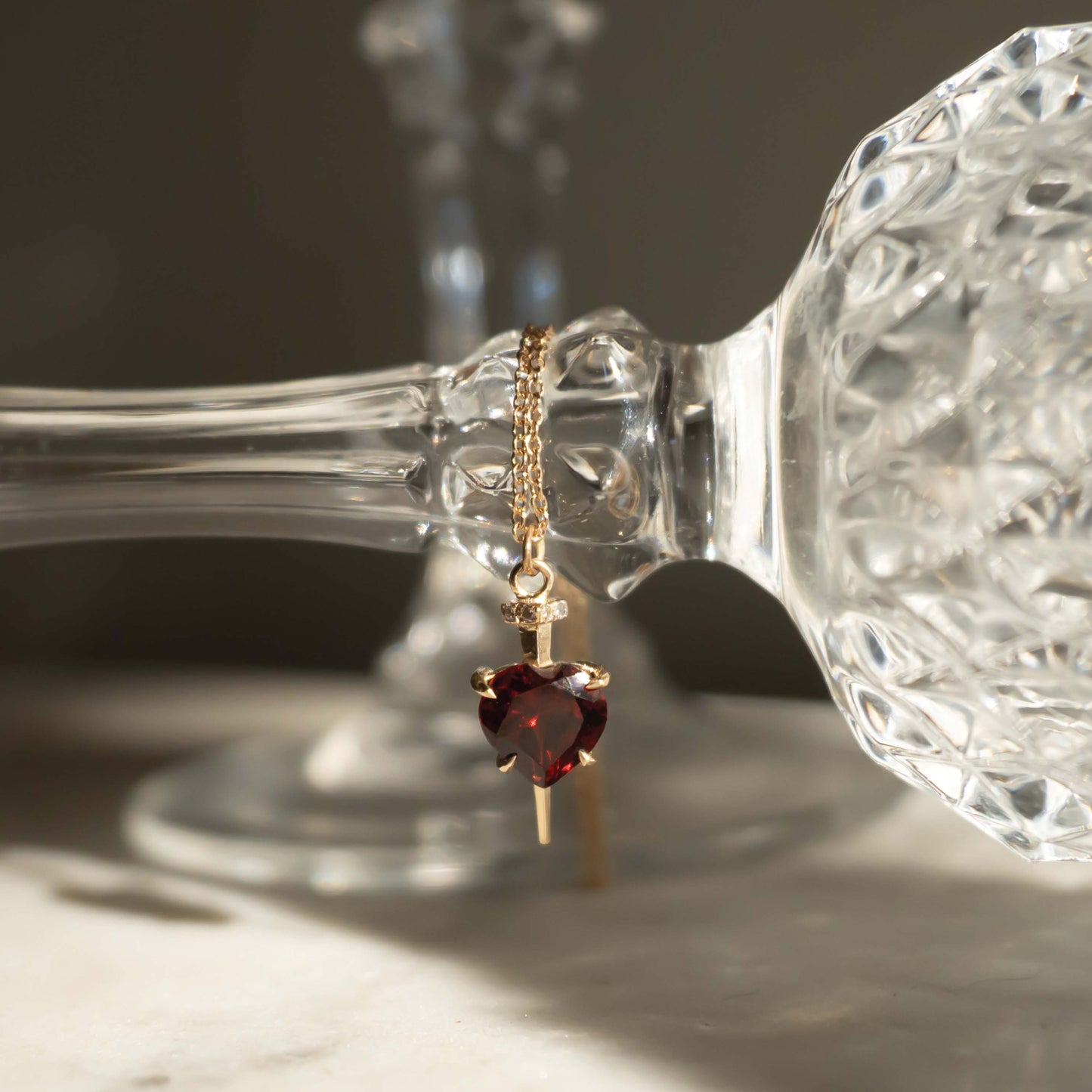 Nail Through The Heart Necklace with Garnet - Futaba Hayashi