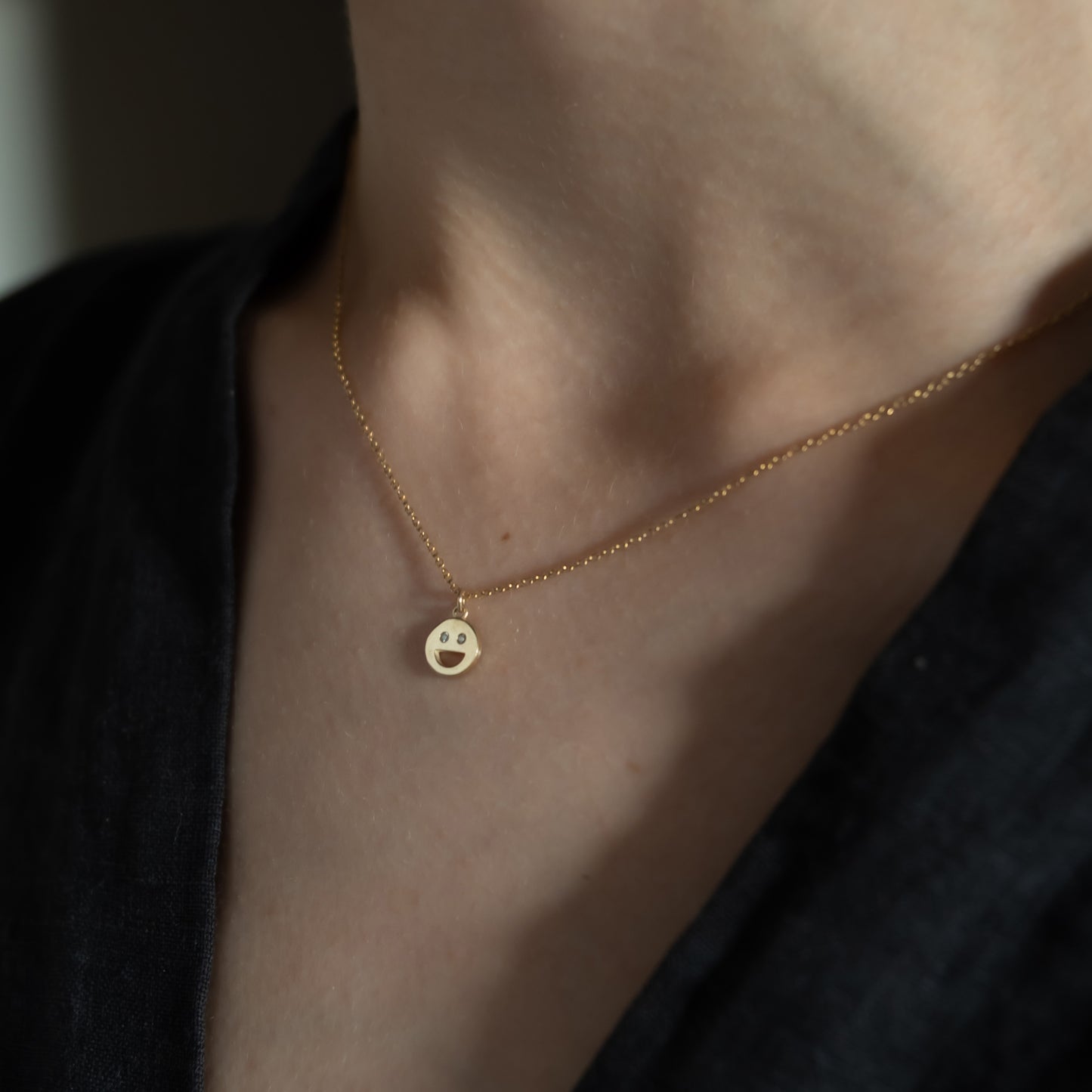 Sad Face Necklace - 14k Yellow Gold - Futaba Hayashi