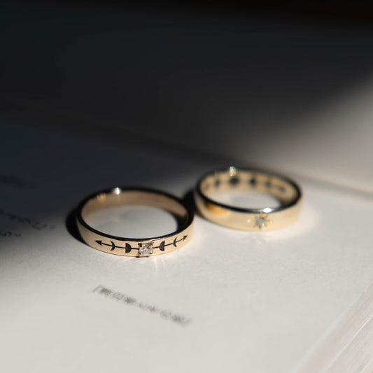 Moon Phases Ring - 14k yellow gold