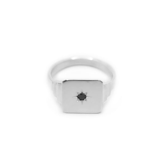 Keepsake Square North Star Signet Ring - Sterling Silver