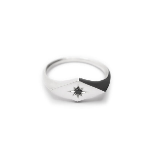 Rhombus North Star Signet Ring - Sterling Silver
