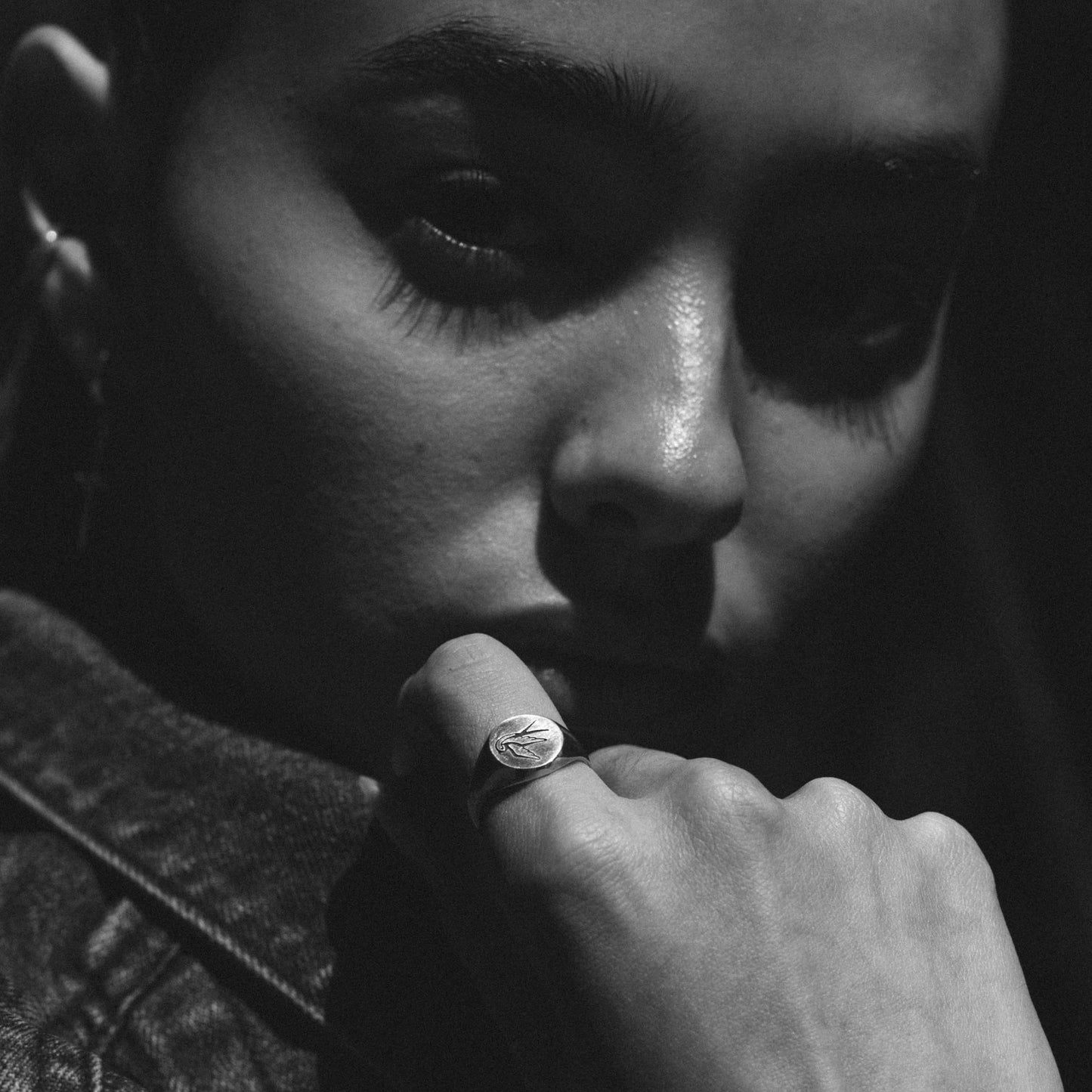 Swallow Signet Ring in Sterling Silver