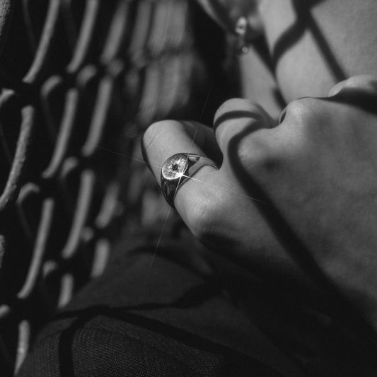 Round North Star Signet Ring - Sterling Silver - Futaba Hayashi