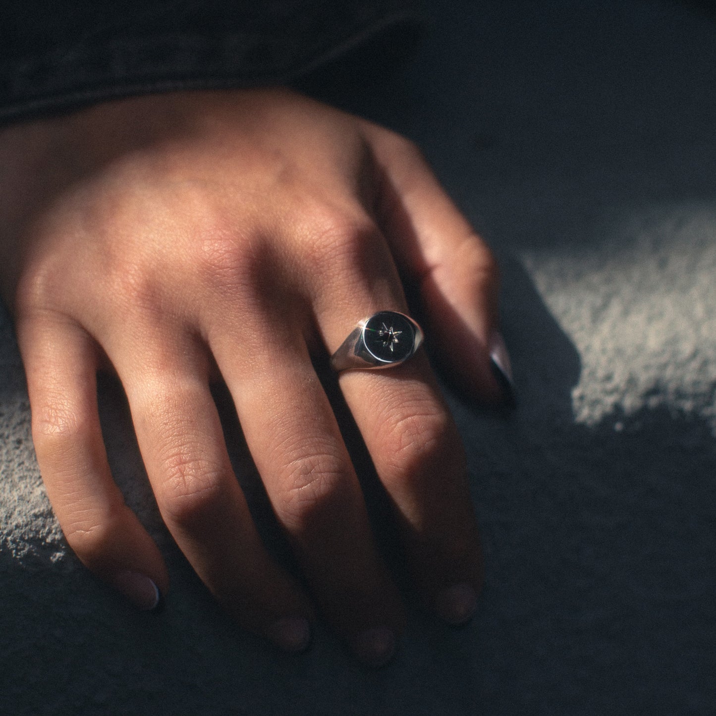 Round North Star Signet Ring - Sterling Silver - Futaba Hayashi
