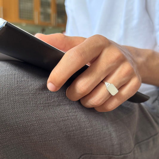 Keepsake Rectangle Signet Ring - 14k yellow gold