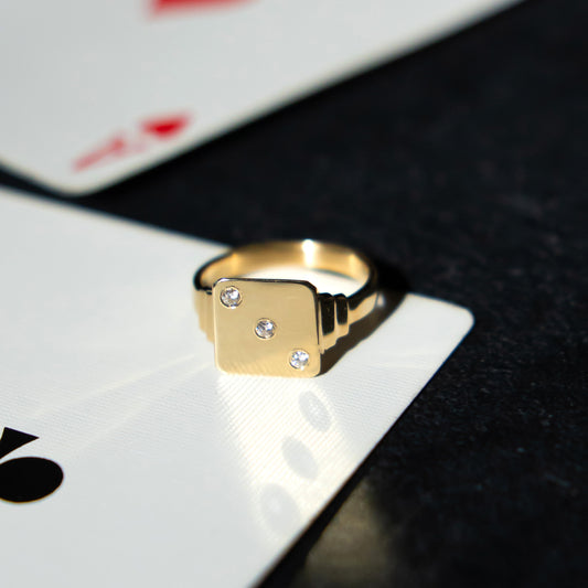 Keepsake Dice Signet Ring - 14k yellow gold - Futaba Hayashi