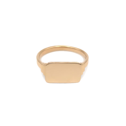 Keepsake Rectangle Signet Ring - 14k yellow gold