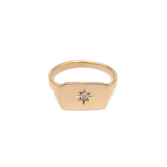 Keepsake North Star Signet Ring Rectangle - 14k yellow gold