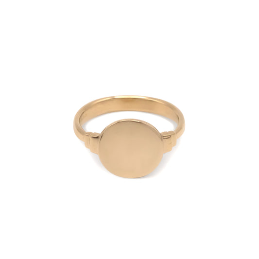 Keepsake Round Signet Ring - 14k yellow gold