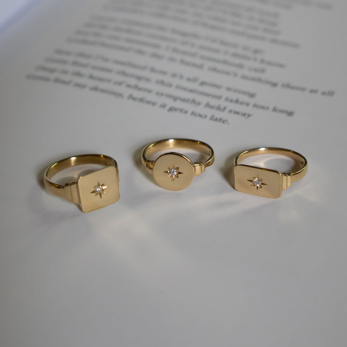 Keepsake Round North Star Signet Ring - 14k yellow gold
