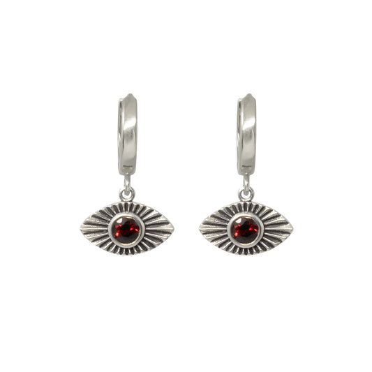 Vision Earring with Garnet - Sterling Silver - Futaba Hayashi