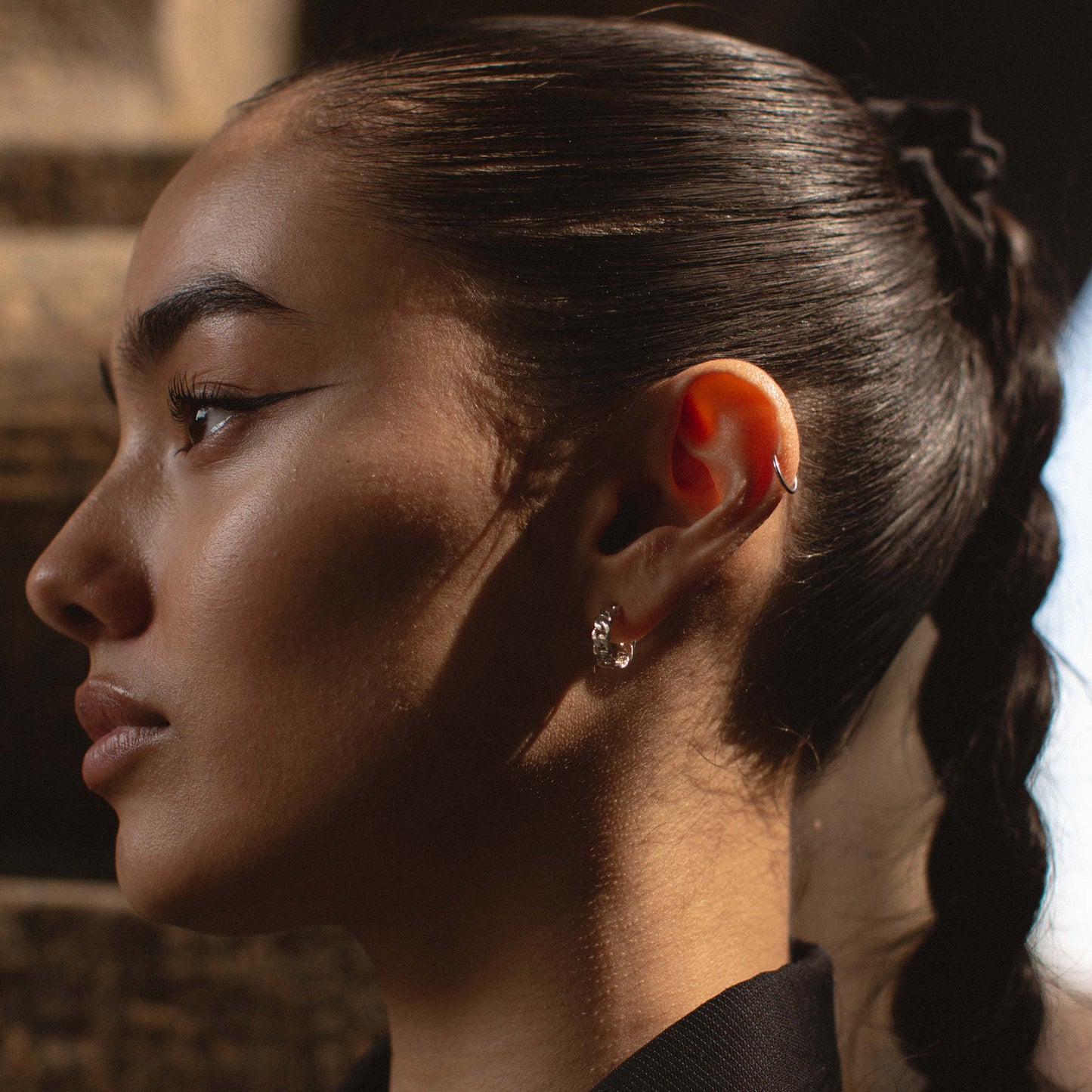 Miami Hoop Earring  - Chain Hoop Earring Sterling Silver - Futaba Hayashi