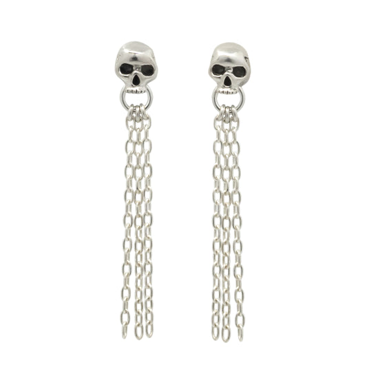 Skull Door Knocker & Chain Earring - Sterling Silver - Futaba Hayashi