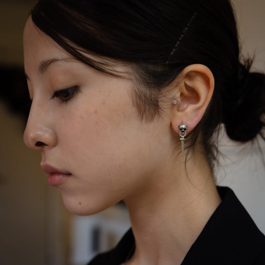 Skull Door Knocker & Nail Stud Earrings - Sterling Silver - Futaba Hayashi