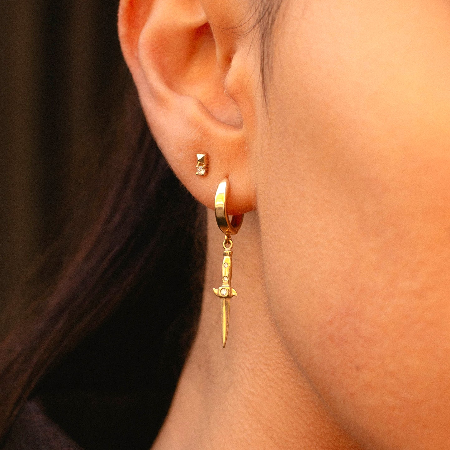 Diamond Switchblade Earring - 14k Yellow Gold - Futaba Hayashi