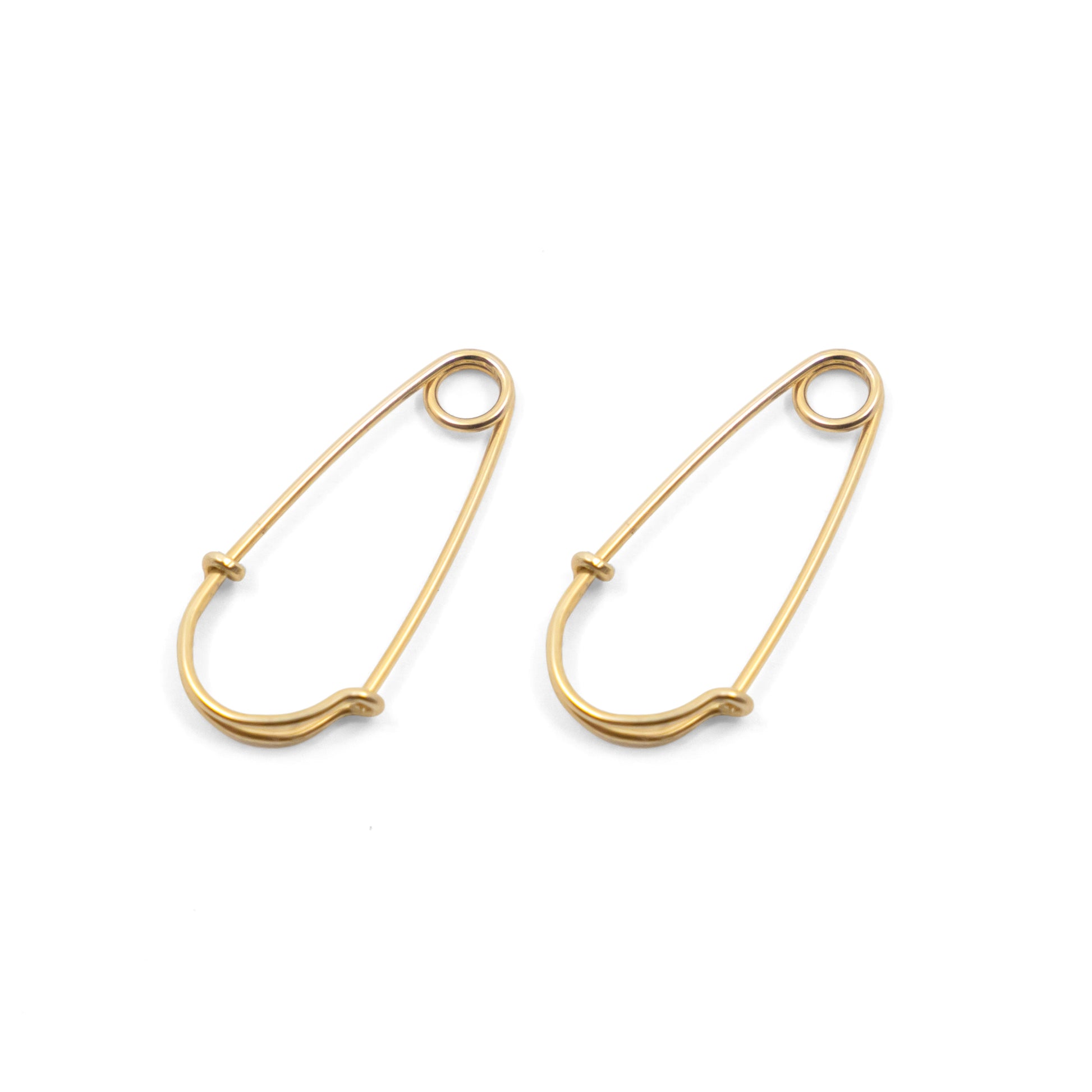 Wire Safety Pin Earring (Coiled) - Sterling Silver & Gold Filled - Futaba Hayashi