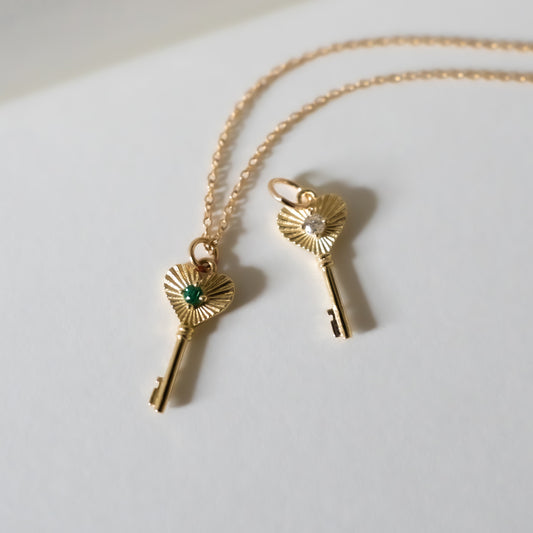 Heart Key Necklace - 14K Yellow Gold - Futaba Hayashi