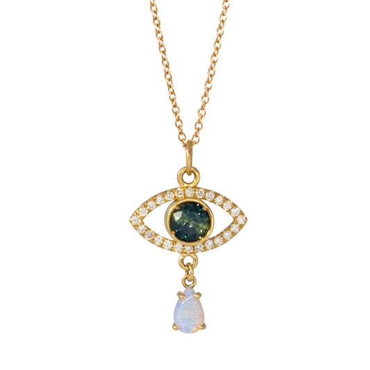 Celestial Vision Teardrop Necklace - 14K Yellow Gold