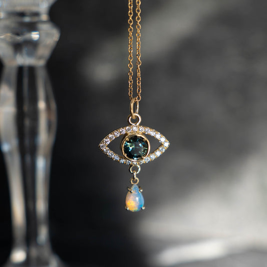 Celestial Vision Teardrop Necklace - 14K Yellow Gold