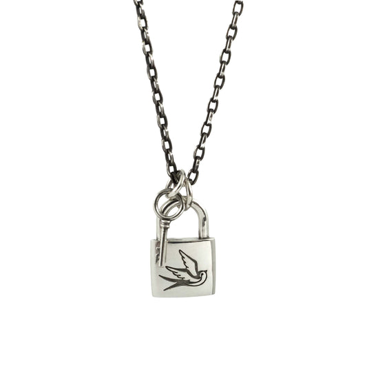Padlock and Key Necklace - Sterling Silver - Futaba Hayashi