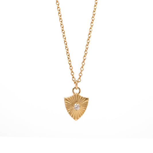 Shield Necklace - 14K Yellow Gold