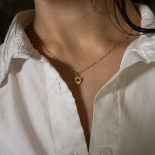 Shield Necklace - 14K Yellow Gold