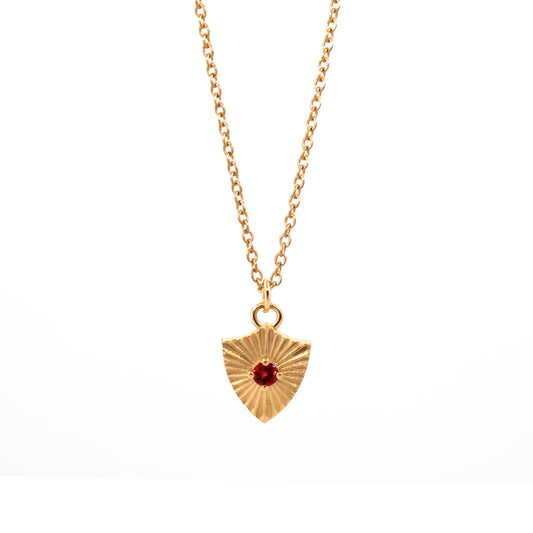 Shield Necklace - 14K Yellow Gold