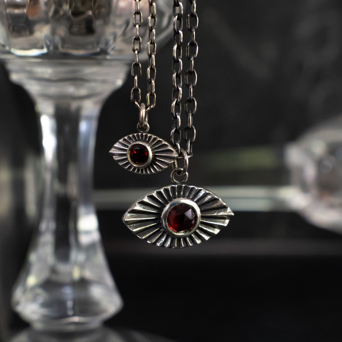 Vision Necklace with Garnet (Large) - Sterling Silver