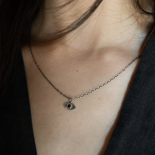 Vision Necklace with Garnet (Small) - Sterling Silver - Futaba Hayashi