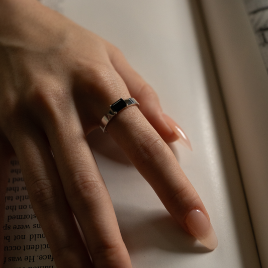 Debbie Dualis Onyx Ring - Sterling Silver