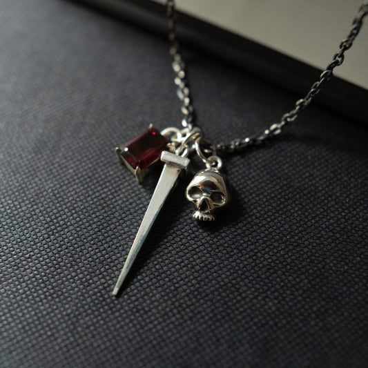 Garnet Lock Pendant(Charm Only) - Sterling Silver - Futaba Hayashi