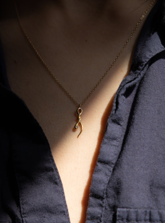 Snake Necklace with Diamond - 14k Yellow Gold - Futaba Hayashi