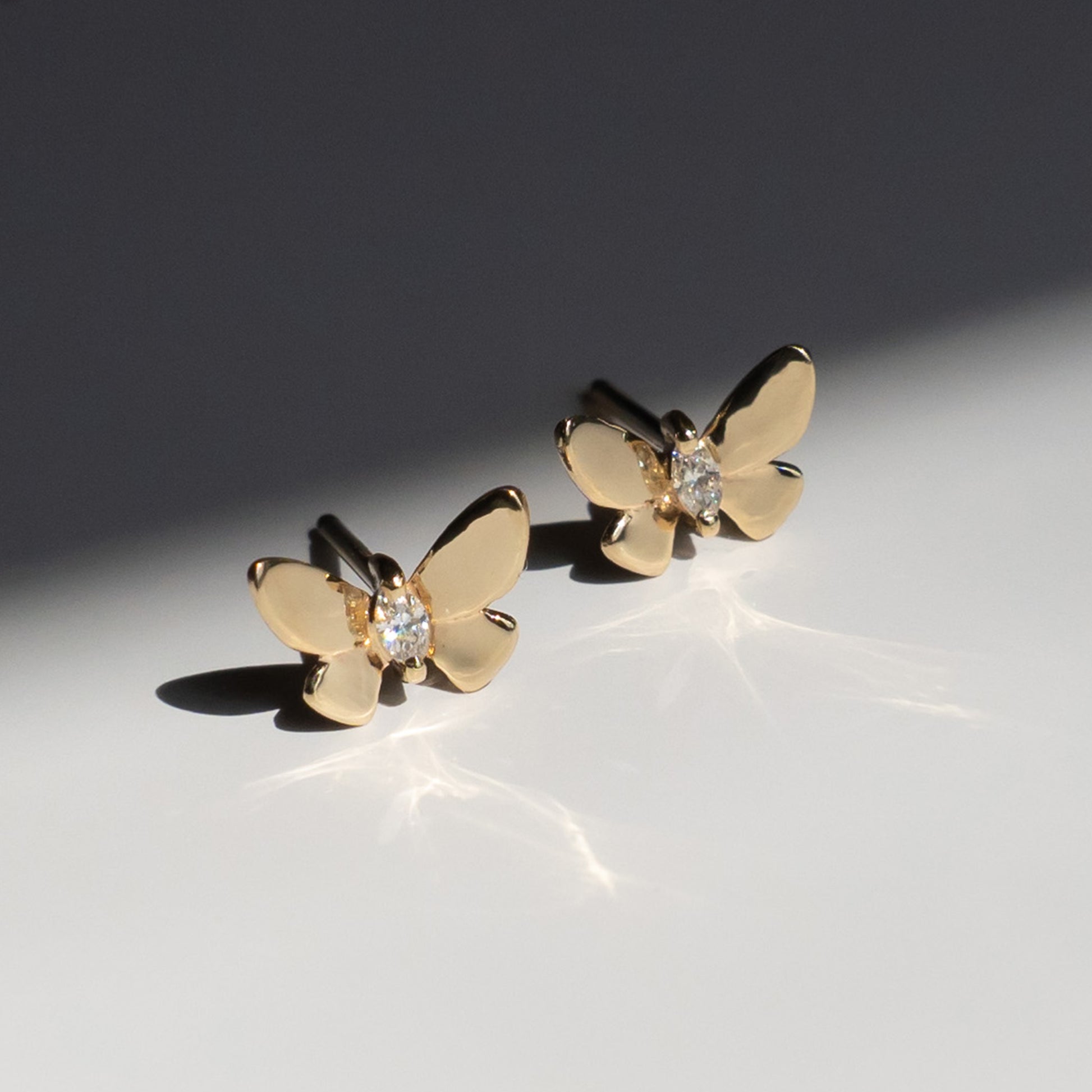 Butterfly Diamond Earring - 14K Yellow Gold - Futaba Hayashi